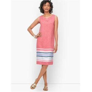Talbots Linen Shift Dress Stripe Red Sleeveless Summer Vacation Preppy 6p